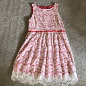 Beautiful Coral & White Lace Dress
